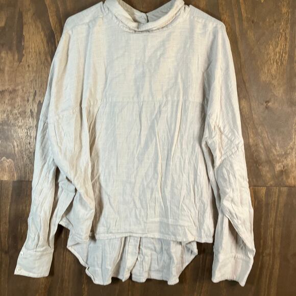 Express Womens Shirt Tan Collared Button Down Long Sleeve Loose Fit XL - Picture 10 of 12